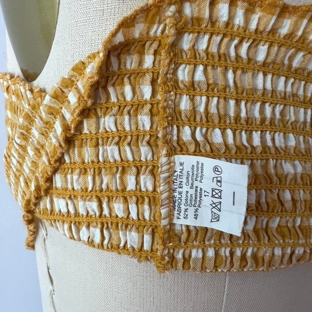 Brandy Melville Tube Top Yellow Gingham Smocked Strapless Crop Top - Picture 7 of 7